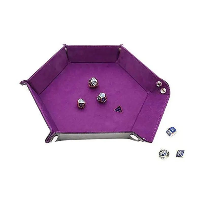 Gaming Accessories Box - 1 PC ถาดลูกเต๋าหกเหลี่ยมและเบ็ดเตล็ดกล่องเก็บเกมกระดานลูกเต๋าถาดอุปกรณ์เสริมลูกเต๋า Tower หนัง