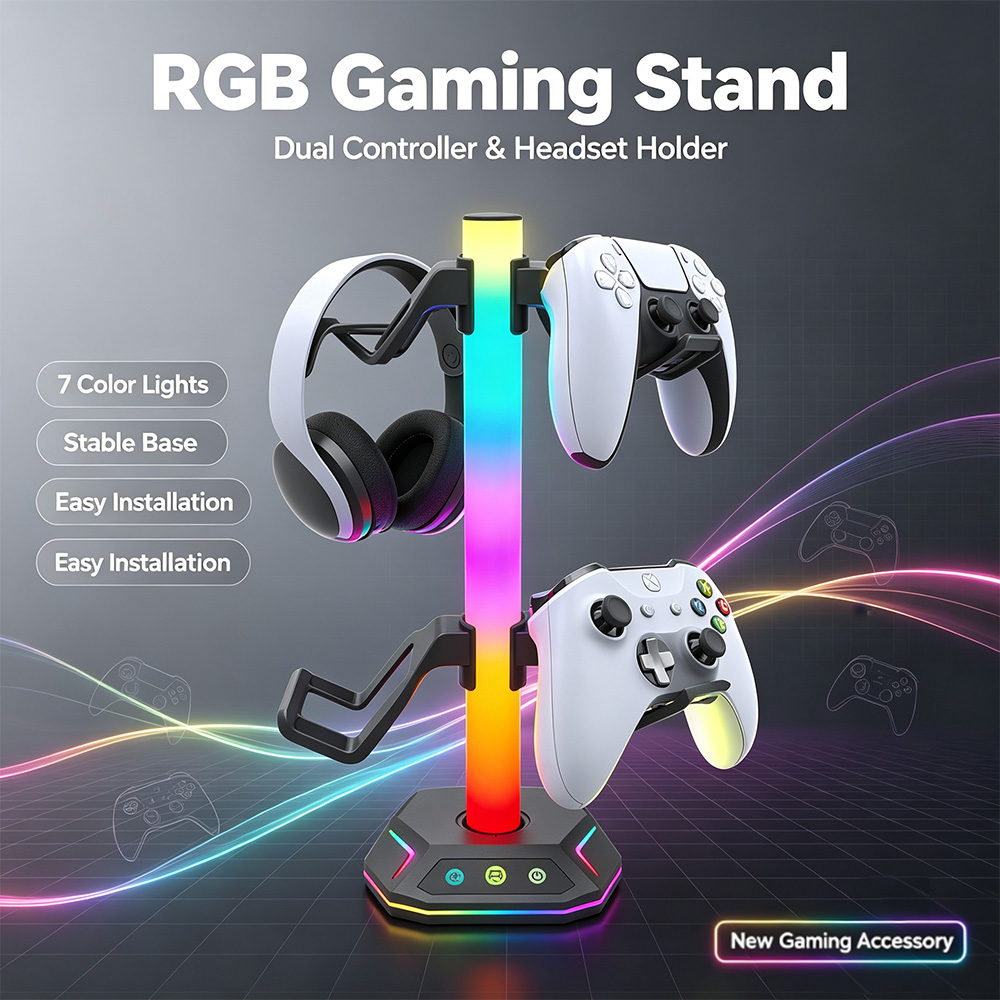 Headset Stand Rgb - สําหรับ Playstation5 Controller ผู้ถือหูฟังแขวนอุปกรณ์เสริมสําหรับเล่นเกม RGB หูฟังสําหรับเดสก์ท็อป