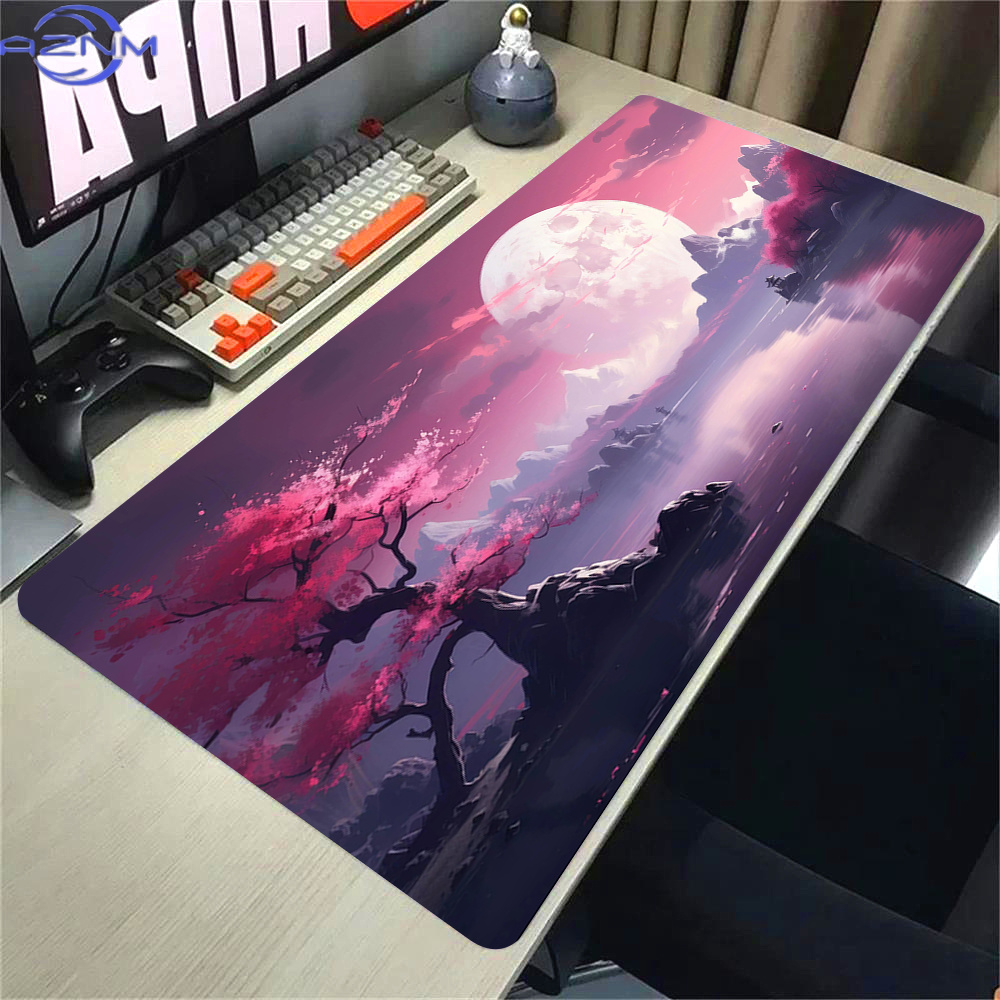 Gaming Accessories Pink - แผ่นรองเมาส์ลายซากุระสีชมพู แผ่นรองเมาส์สำหรับเล่นเกมขนาด XXL พรมขนาดใหญ่ อุปกรณ์เสริมคอมพิวเตอร์ พรมปูโต๊ะ