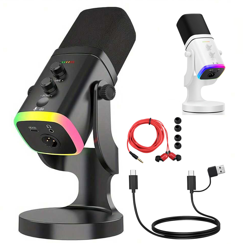 Headset Stand Rgb - ไมโครโฟนไดนามิก USB/XLR สำหรับการสตรีมเกม | ไมโครโฟนพอดแคสต์พร้อมไฟ RGB,