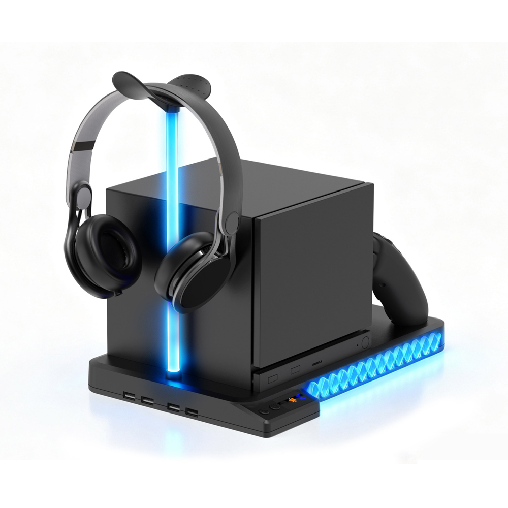 Headset Stand Rgb - แท่นชาร์จและระบายความร้อนสำหรับเครื่อง Steam พร้อมพัดลมคู่ ไฟ RGB LED