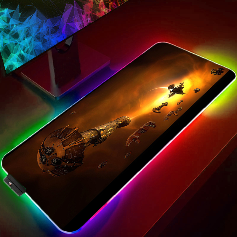 Gaming Accessories Online - แผ่นรองเมาส์ RGB สำหรับเกมเมอร์ อุปกรณ์เสริมสำหรับเล่นเกมขนาดใหญ่ ใช้ได้กับคีย์บอร์ด แล็ปท็อป