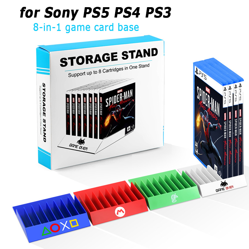 Gaming Accessories Box - แท่นวางการ์ดเกม 8-in-1 สำหรับ PS5 พร้อมที่เก็บแผ่นดิสก์ PS4