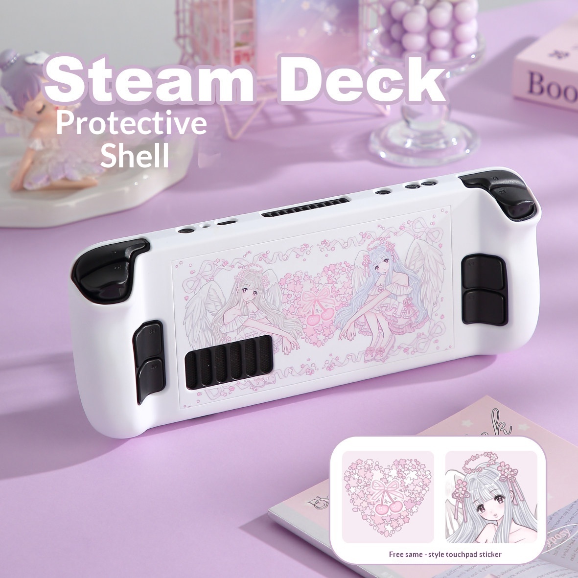 Gaming Accessories 10 Year Old - เคสป้องกัน Steam Deck สีชมพูลายดอกซากุระแองเจิล ปกแข็งสำหรับ Steam