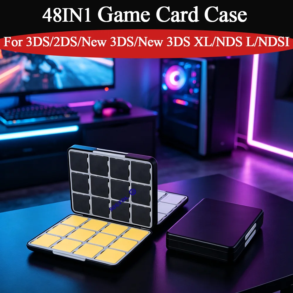 Gaming Accessories Box - 2026 ใหม่สำหรับ 3DS 48IN1 กล่องเก็บการ์ดเกมแบบพกพาป้องกันแม่เหล็กสำหรับ 2DS/NEW