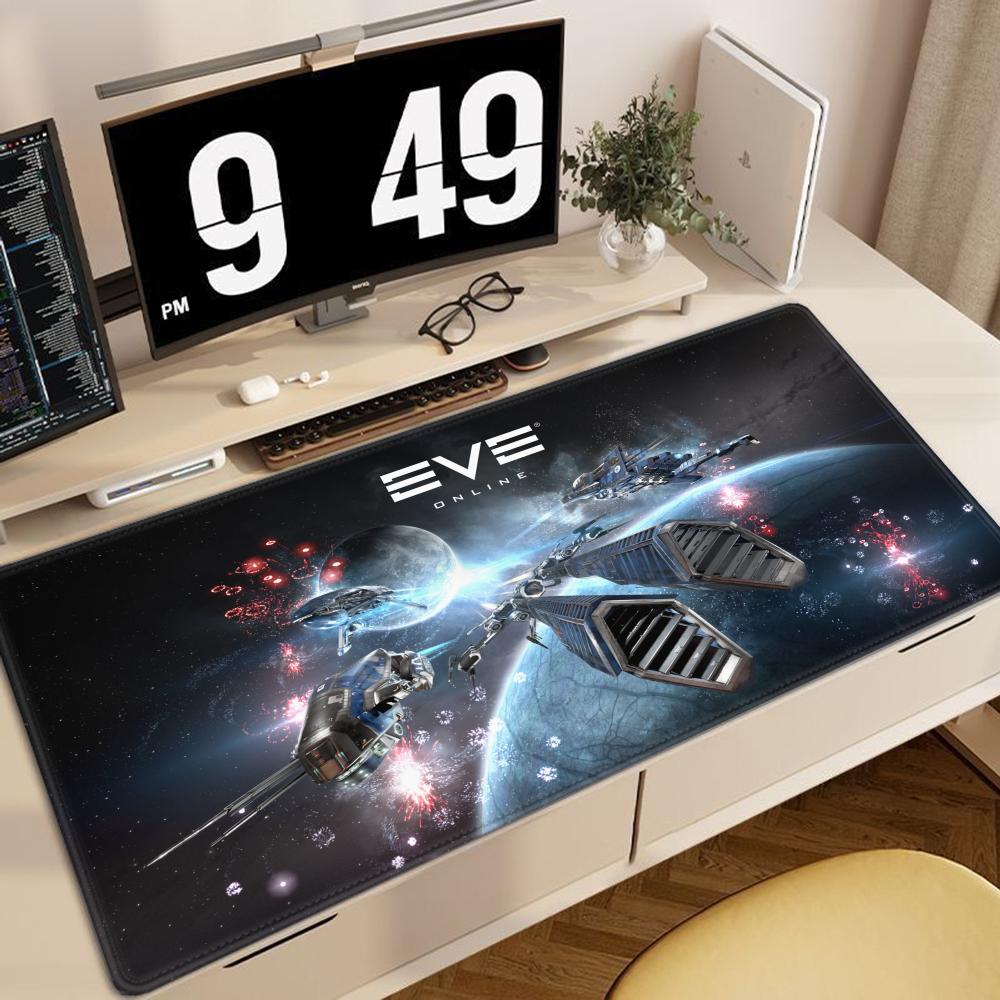 Gaming Accessories Online - อีฟออนไลน์อะนิเมะแผ่นรองเมาส์ขนาดใหญ่ XXL อุปกรณ์เสริมสำหรับเล่นเกมคีย์บอร์ดโต๊ะแล็ปท็อปพรมสำนักงานยางโอเวอร์ล็อคแผ่นรองเมาส์สำหรับ CS