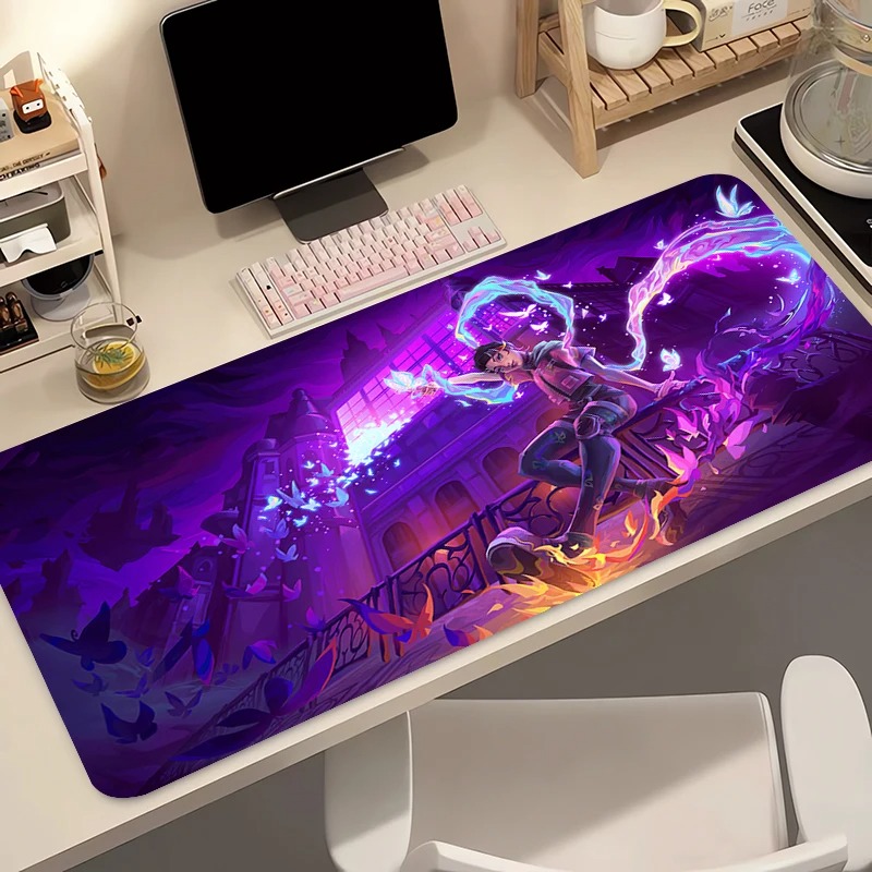 Gaming Accessories For Valorant - แผ่นรองเมาส์เกมเมอร์คอมพิวเตอร์อะนิเมะพีซี วาโลแรนท์ โคลฟแผ่นรองเมาส์ วาร์มิโล บัตเตอร์ฟลาย โลโก้แผ่นรองคีย์บอร์ดอุปกรณ์เสริมสำหรับเล่นเกมแผ่นรองเม้าส์ตั้งโต๊ะ