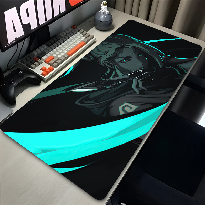 Gaming Accessories For Valorant - แผ่นรองเมาส์เกม Valorant Jett XXL อุปกรณ์เสริมสำหรับเล่นเกมสำนักงาน แผ่นรองคีย์บอร์ดสำหรับเกมเมอร์