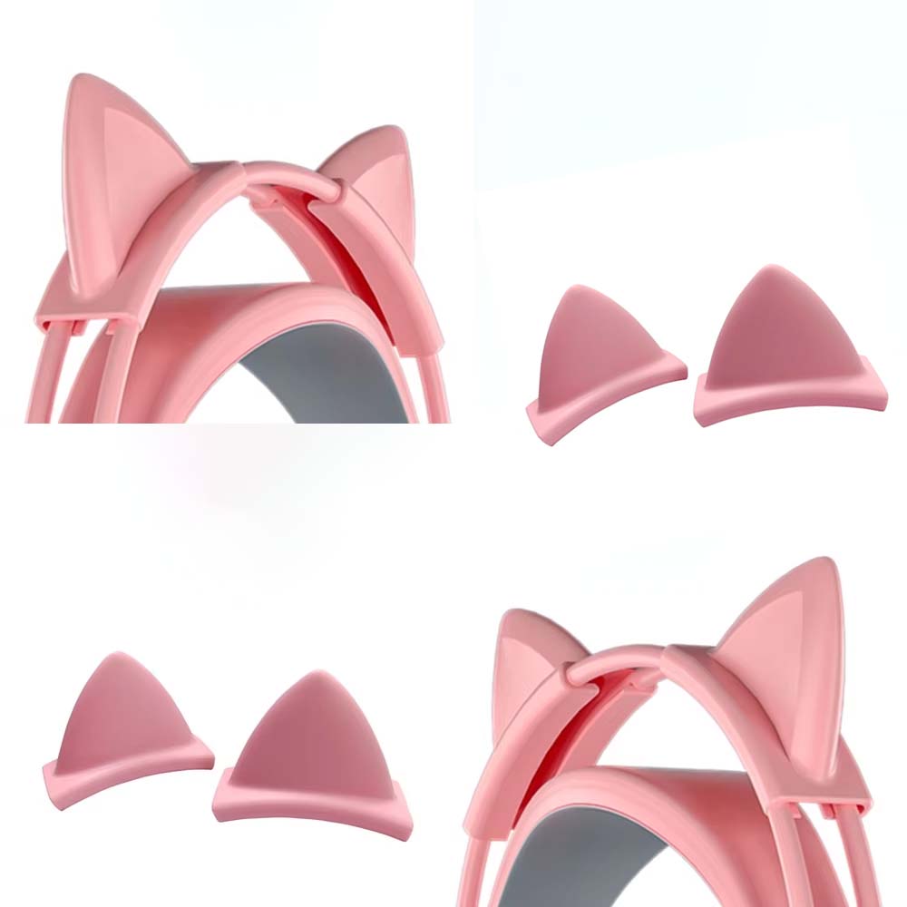 Gaming Accessories Pink - จี้ห้อยหูแมวซิลิโคนสีชมพูสำหรับหูฟัง ไร้สาย/มีสาย ตกแต่งหูฟัง หูแมวน่ารักสำหรับสาวๆ อุปกรณ์เสริมสำหรับหมวกกันน็อคและเกมมิ่ง