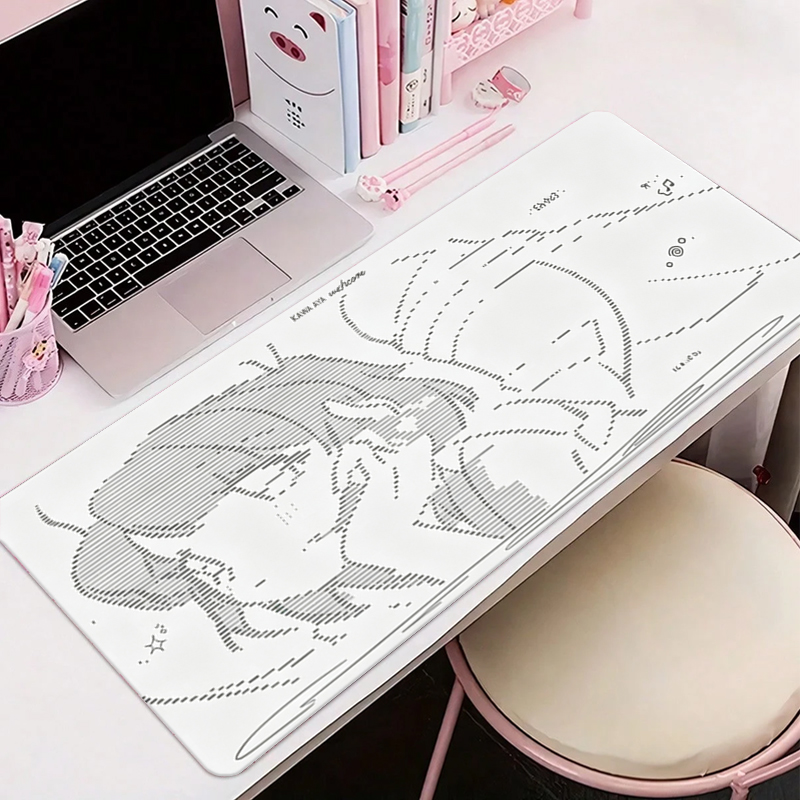 Gaming Accessories Setup - แผ่นรองเมาส์หนังลายการ์ตูนอนิเมะสาวน้อย Y2k น่ารัก ขนาดใหญ่ สำหรับคีย์บอร์ดคอมพิวเตอร์ แผ่นรองโต๊ะหนัง