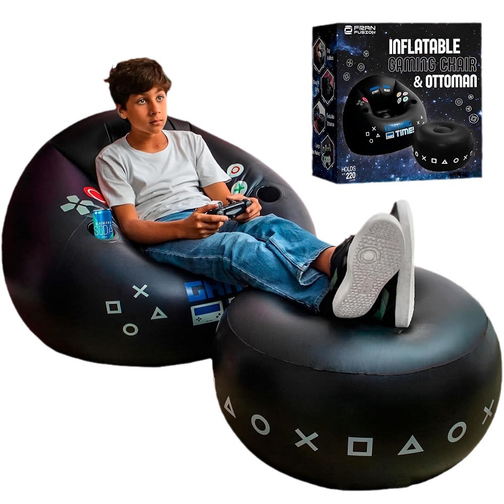 Gaming Accessories For Gaming Room - เก้าอี้เกมมิ่ง Creative Esports พร้อมที่วางแก้วและกระเป๋าข้าง เฟอร์นิเจอร์เป่าลม สีดำ