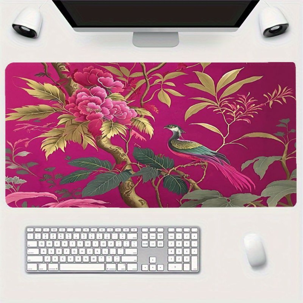 แผ่นรองโต๊ะลายดอกไม้และนกสีชมพ - Gaming Accessories Pink บทวิจารณ์และราคา