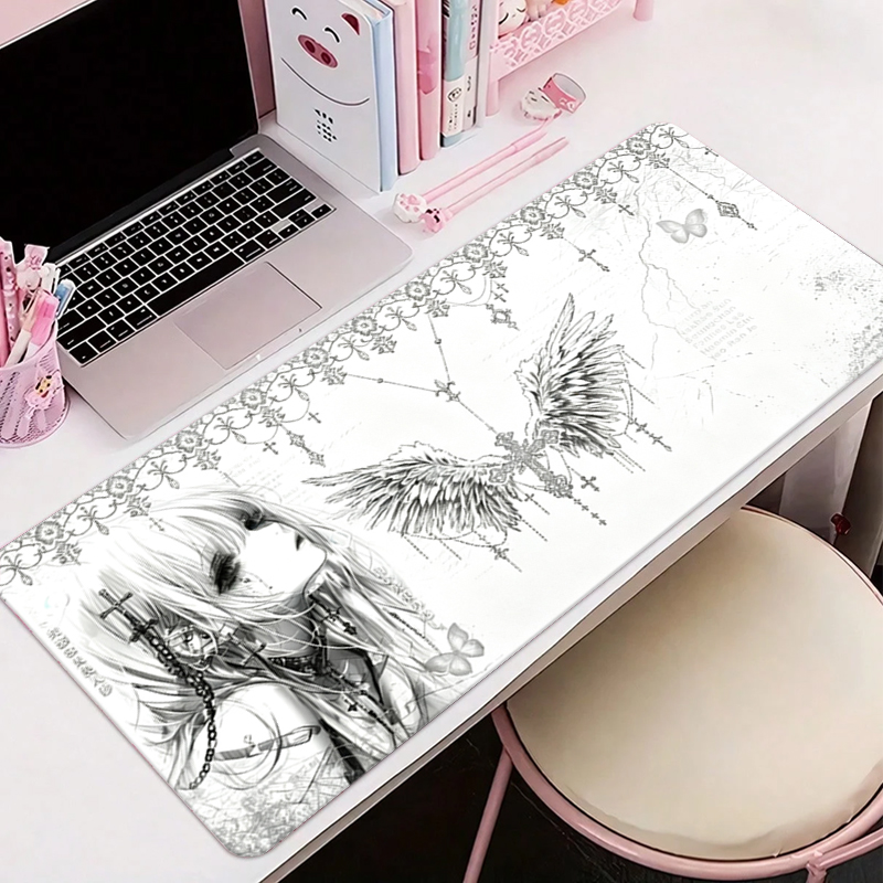 แผ่นรองเมาส์หนังสีดำสีขาวอะนิเ - Gaming Accessories Setup บทวิจารณ์และราคา